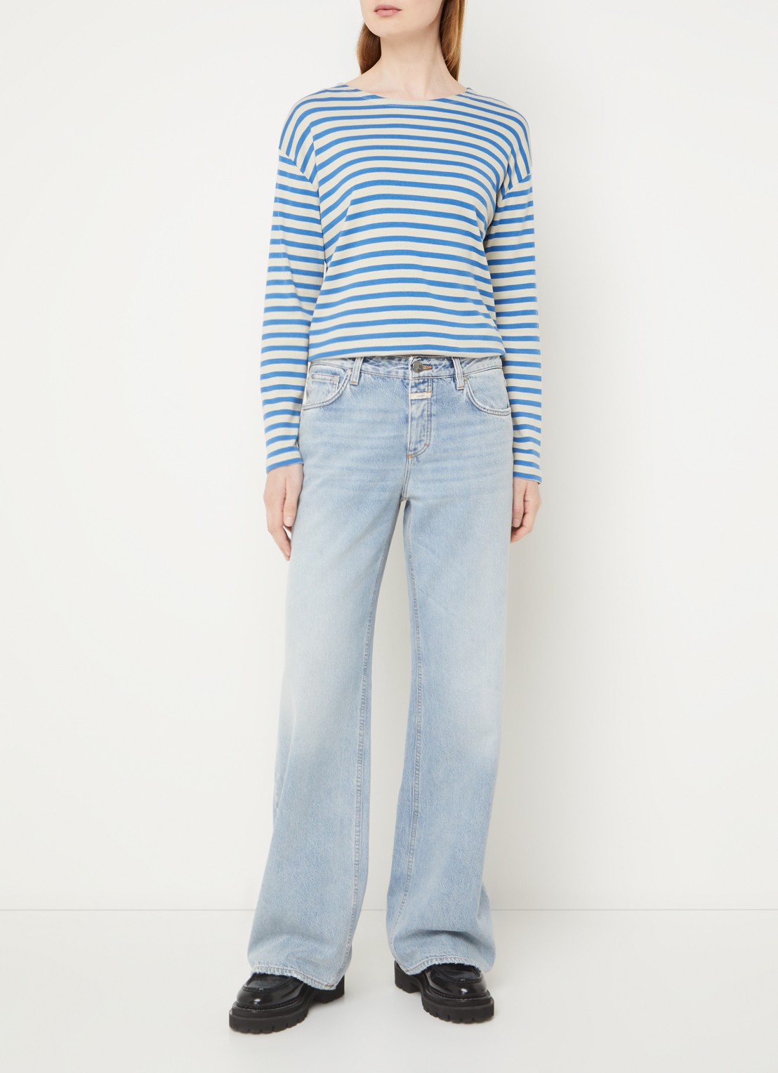 CLOSED Longsleeve met streepprint  - voorkant 2 blauw