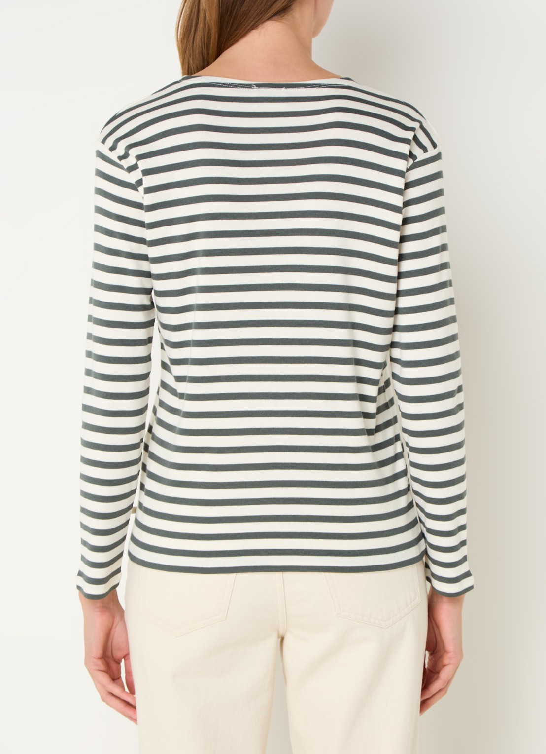 CLOSED Longsleeve met streepprint  - achterkant 4 legergroen