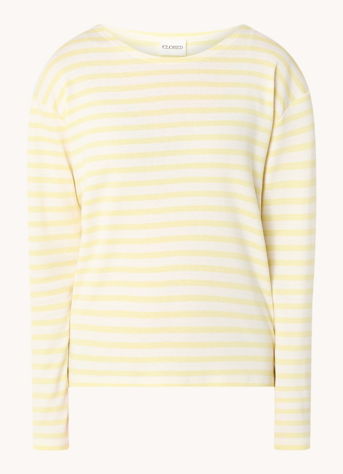 CLOSED Longsleeve met streepprint  - voorkant 4 lichtgeel