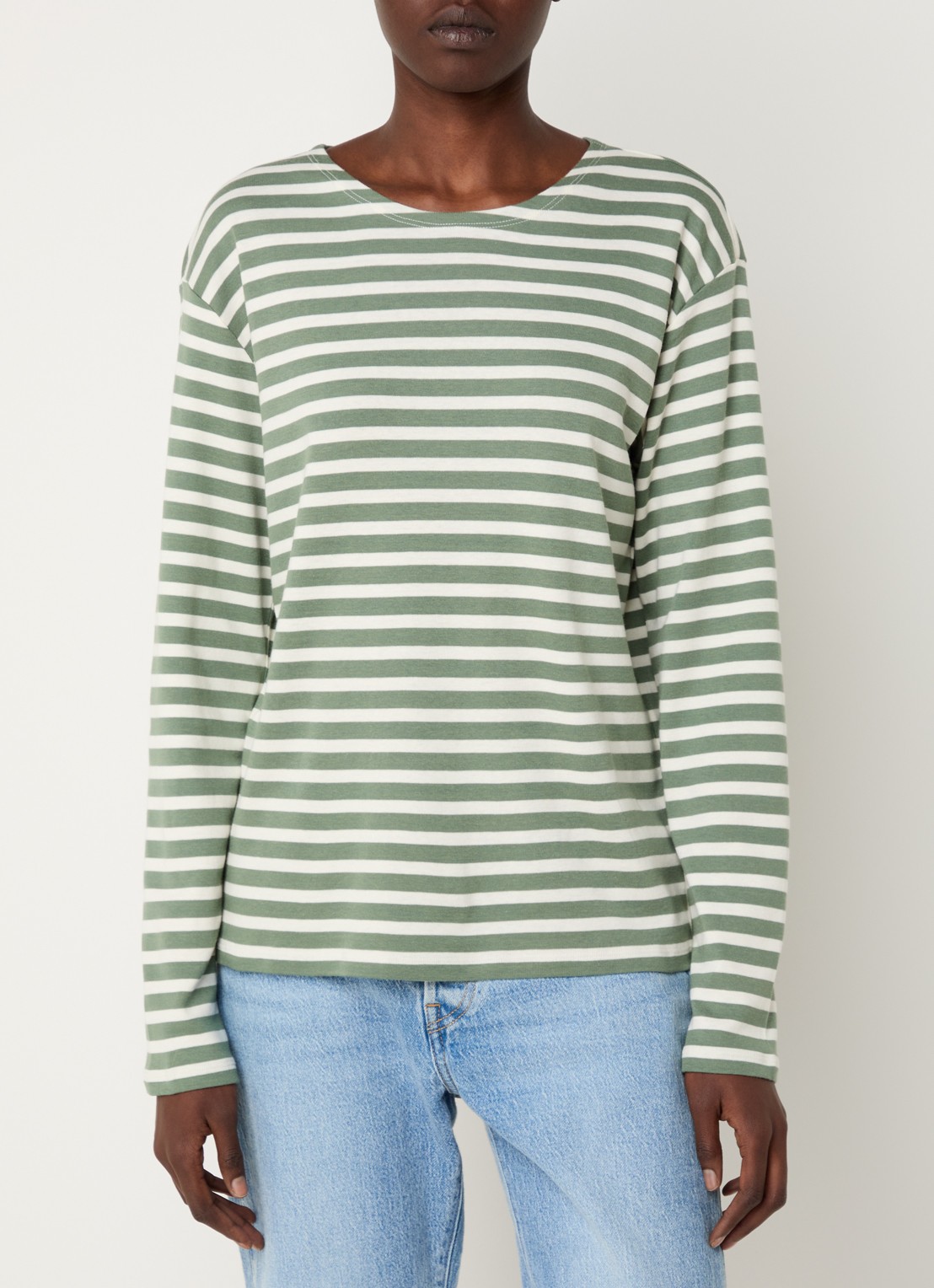 CLOSED Longsleeve met streepprint  - detail lichtgroen