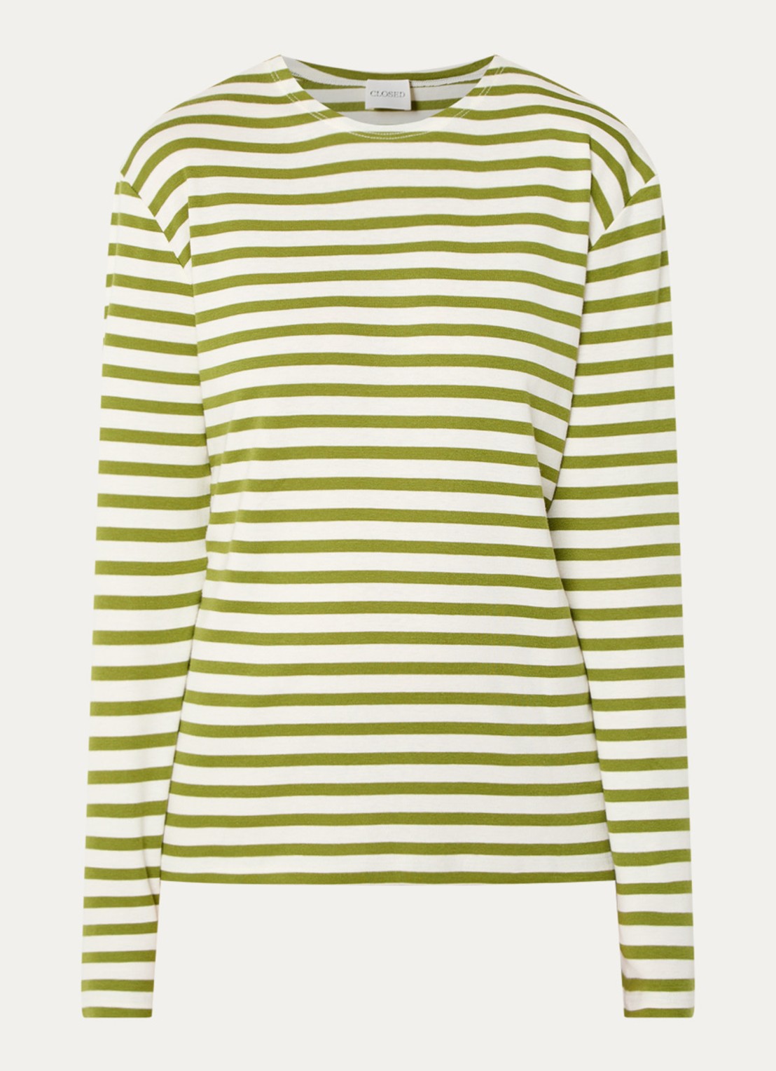 CLOSED Longsleeve met streepprint  - voorkant 5 groen