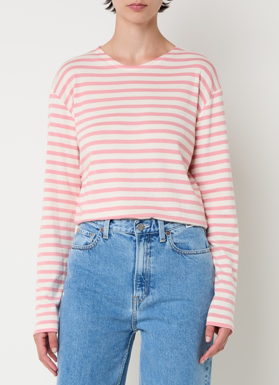 CLOSED Longsleeve met streepprint  - detail roze