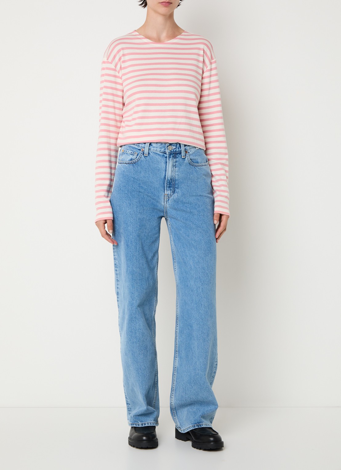 CLOSED Longsleeve met streepprint  - voorkant 4 roze
