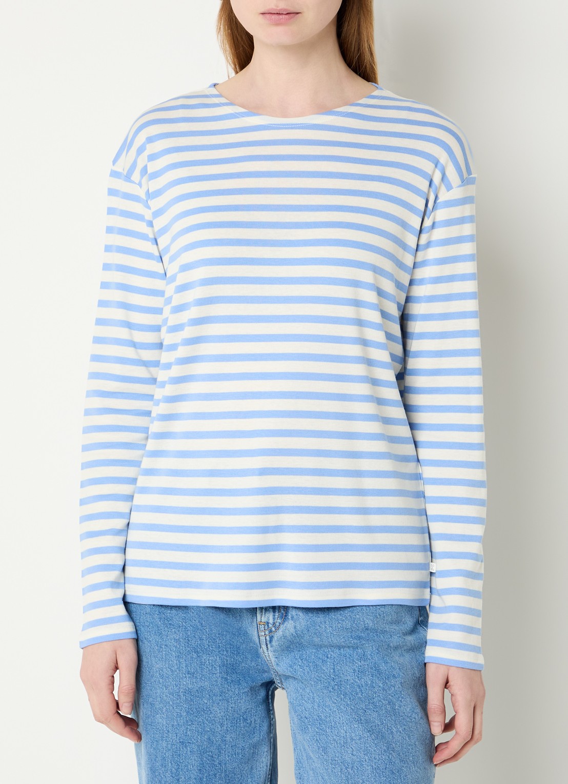 CLOSED Longsleeve met streepprint  - detail lichtblauw