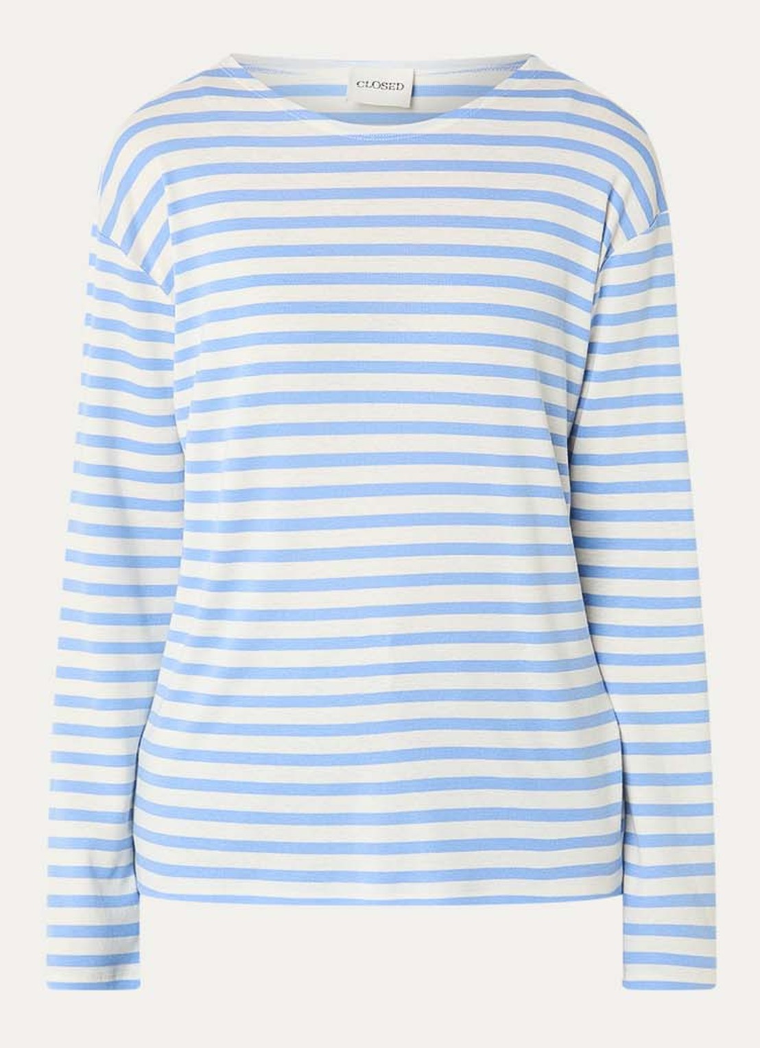 CLOSED Longsleeve met streepprint  - voorkant 2 lichtblauw