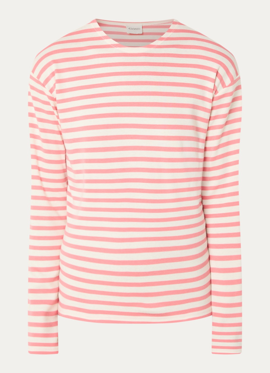 CLOSED Longsleeve met streepprint  - voorkant lichtroze