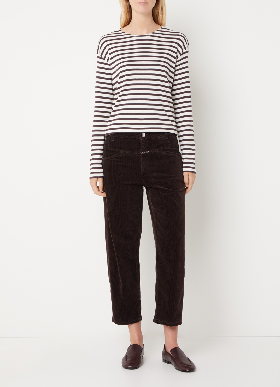 CLOSED Longsleeve met streepprint  - voorkant 3 cinder brown-918