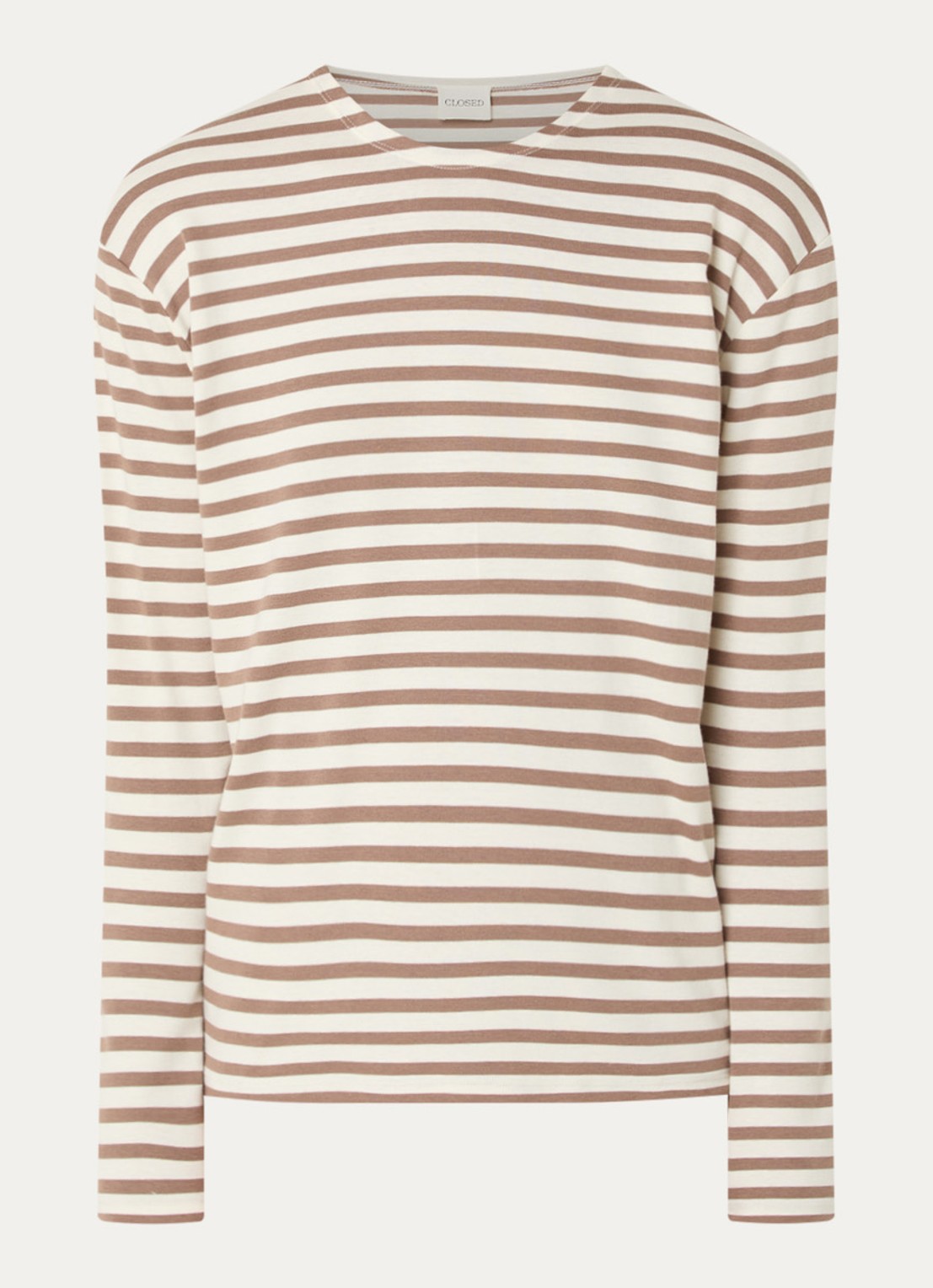 CLOSED Longsleeve met streepprint  - voorkant 2 bruin