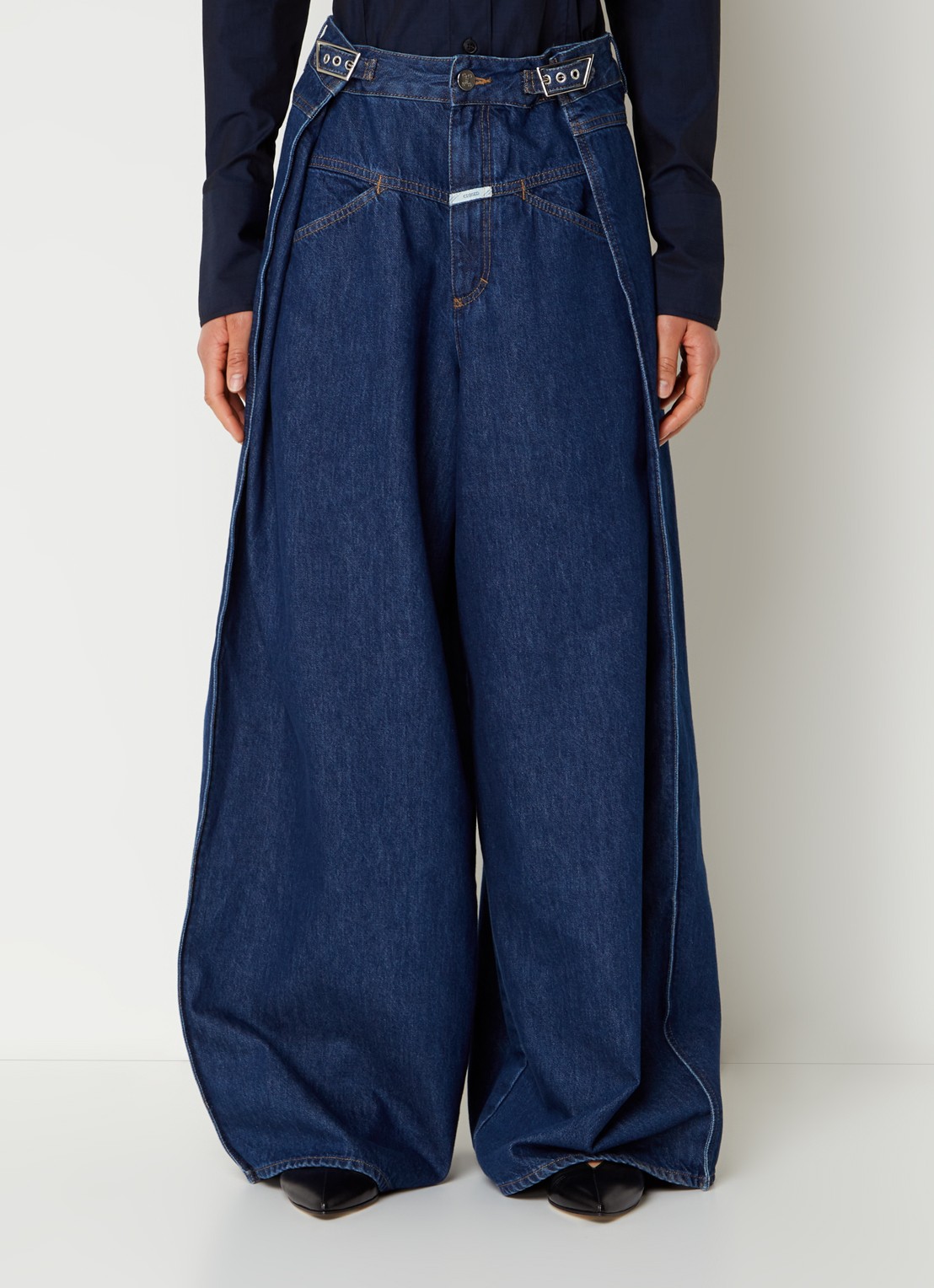 CLOSED Margo-X high waist wide leg jeans met ceintuur  - detail 4 indigo