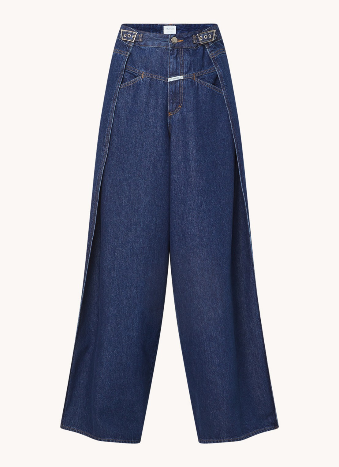 CLOSED Margo-X high waist wide leg jeans met ceintuur  - voorkant indigo
