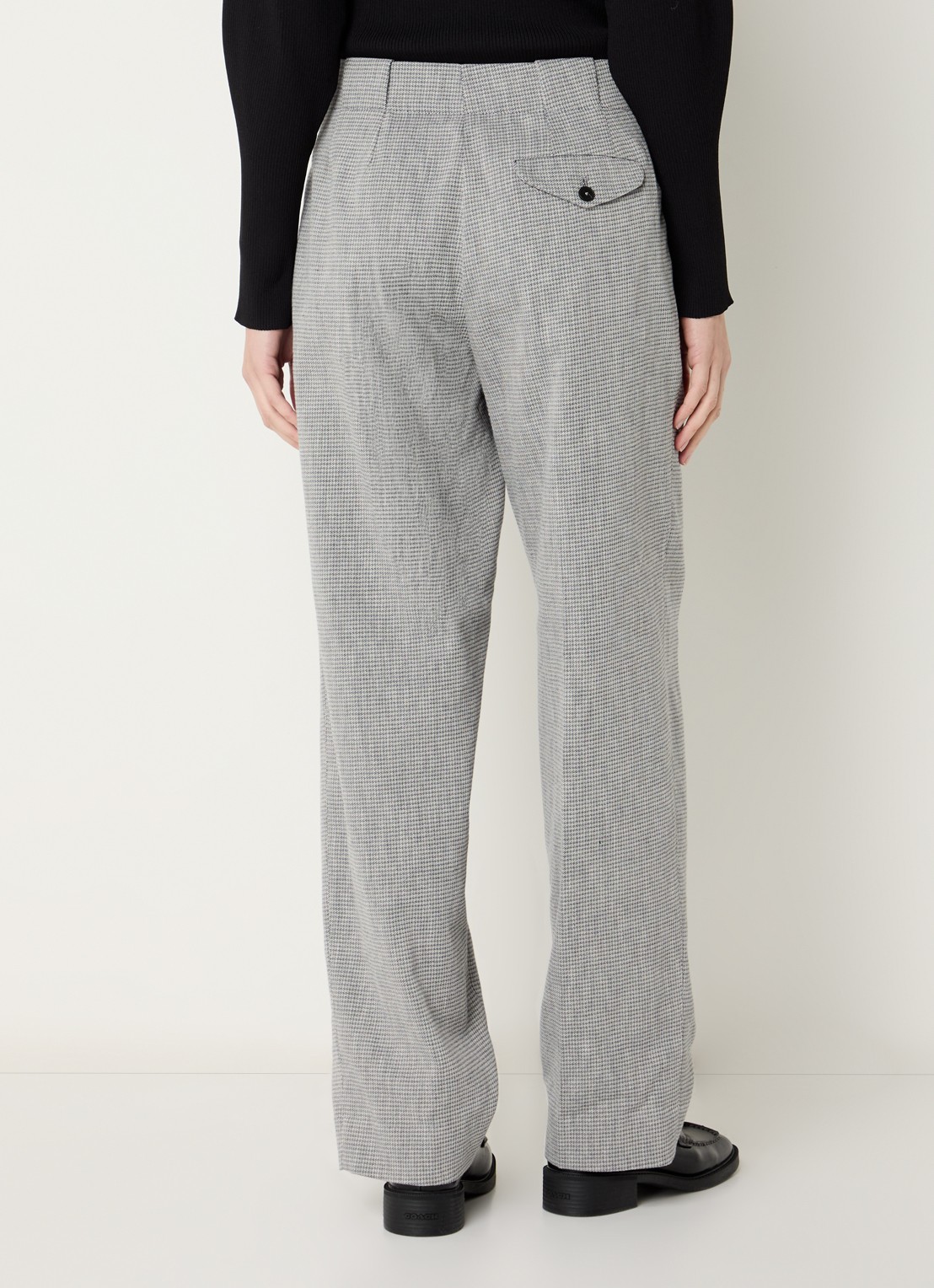 CLOSED Mawson high waist loose fit pantalon met pied-de-poule dessin - achterkant lichtgrijs