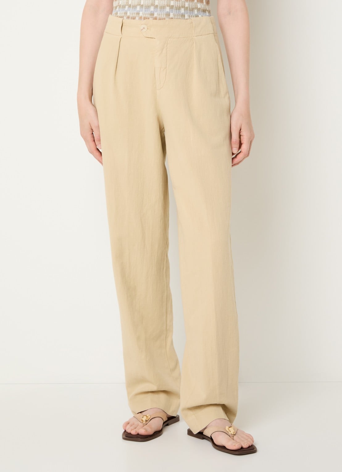 CLOSED Mawson high waist loose fit pantalon met steekzakken - detail 4 creme