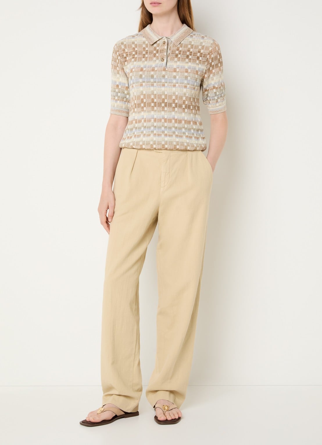 CLOSED Mawson high waist loose fit pantalon met steekzakken - voorkant 2 creme