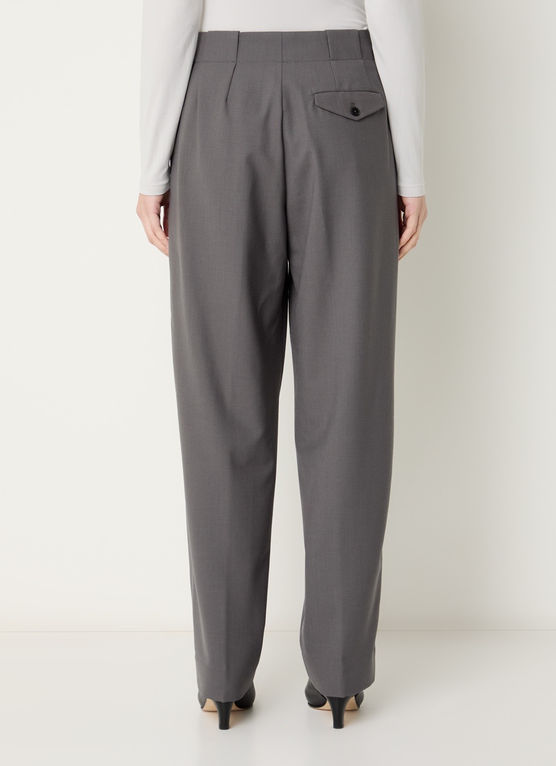 CLOSED Mawson mid waist tapered fit pantalon in wolblend - achterkant grijs
