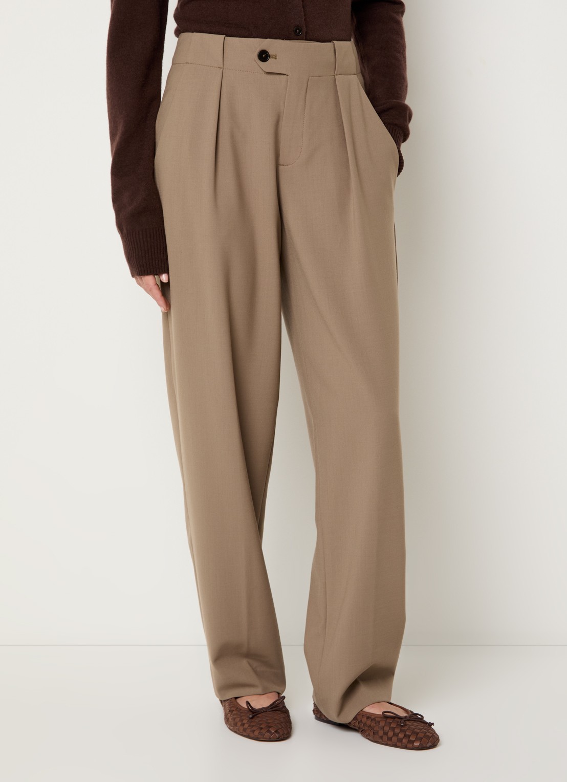 CLOSED Mawson mid waist tapered fit pantalon in wolblend - detail beige