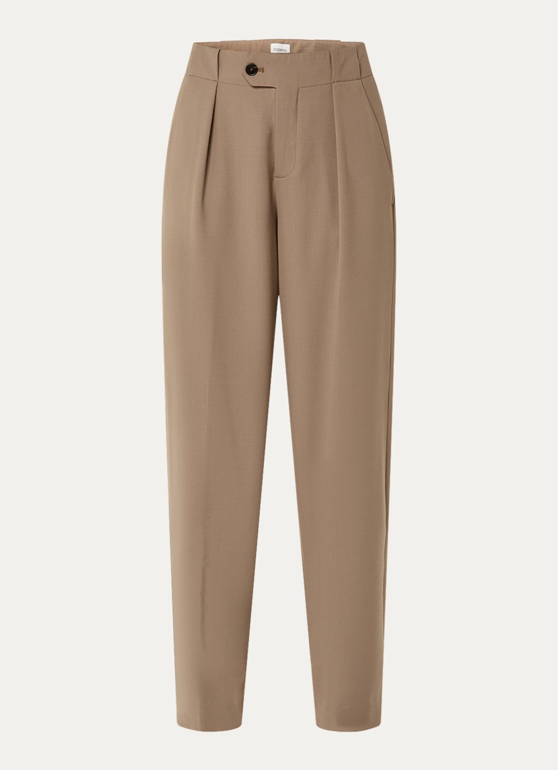 CLOSED Mawson mid waist tapered fit pantalon in wolblend - voorkant 2 beige