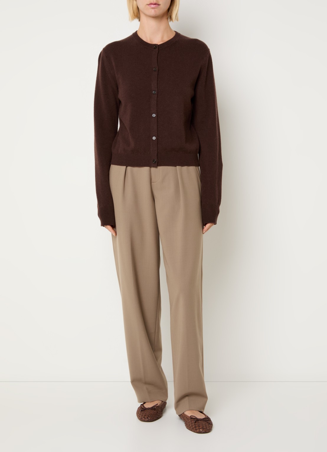 CLOSED Mawson mid waist tapered fit pantalon in wolblend - voorkant 3 beige