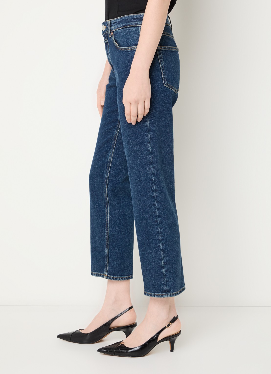 CLOSED Milo high waist cropped slim fit jeans met donkere wassing - detail 3 indigo