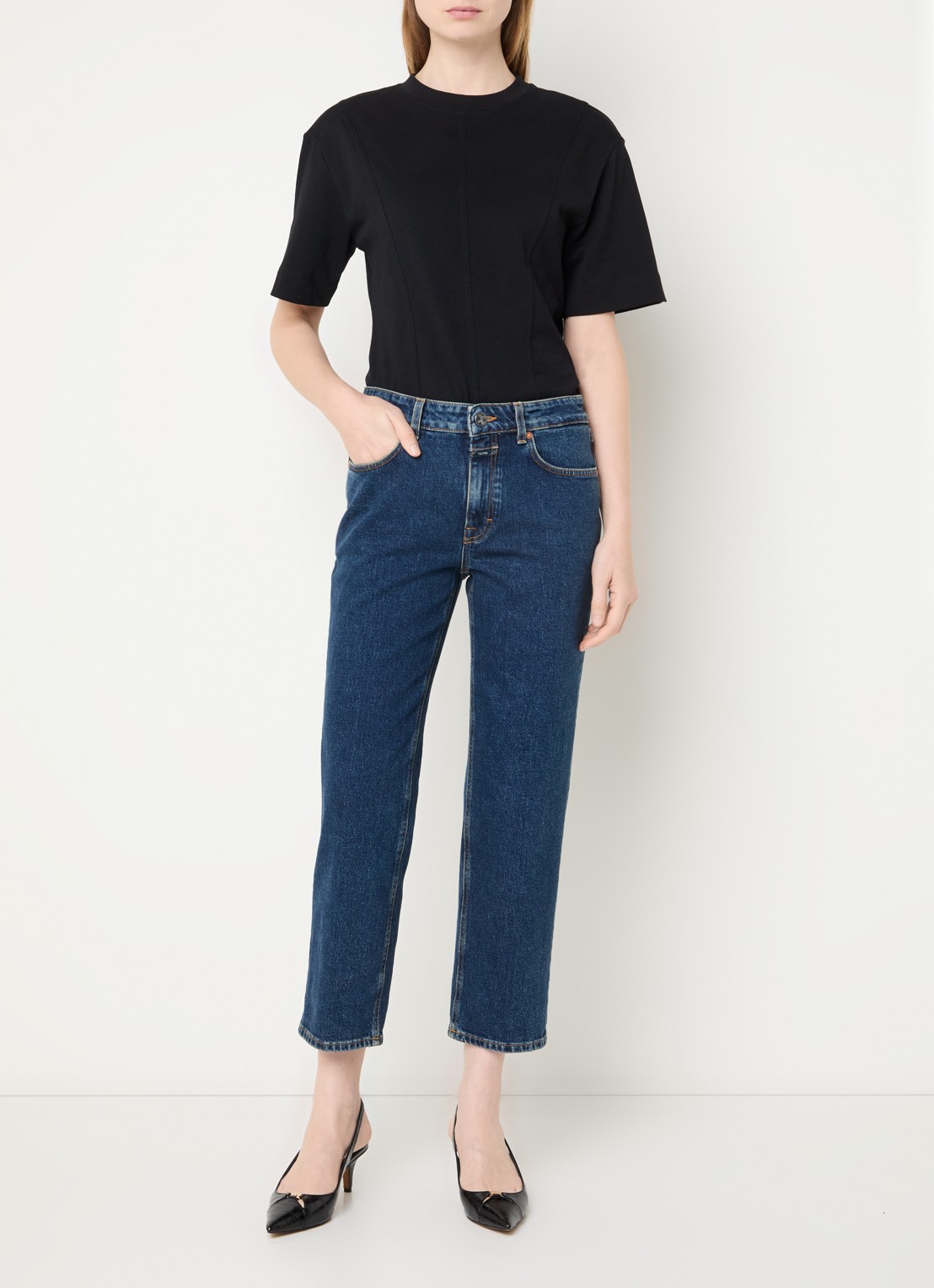 CLOSED Milo high waist cropped slim fit jeans met donkere wassing - voorkant 5 indigo