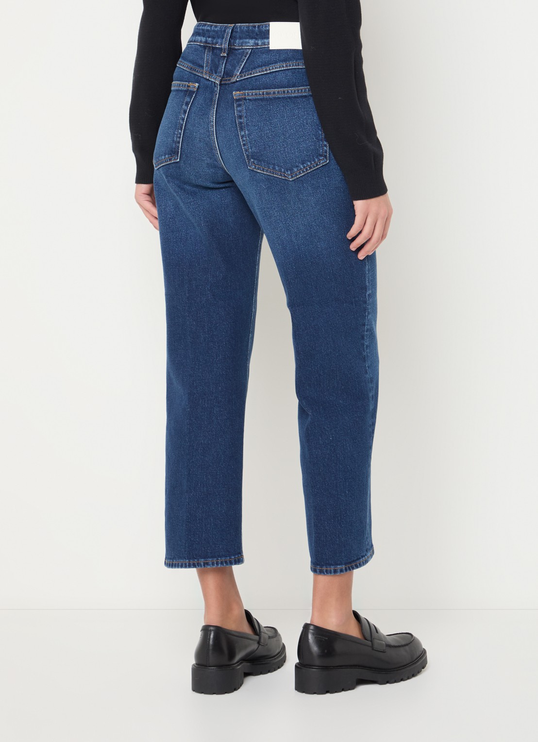 CLOSED Milo high waist cropped straight leg jeans met donkere wassing  - achterkant 3 donkerblauw