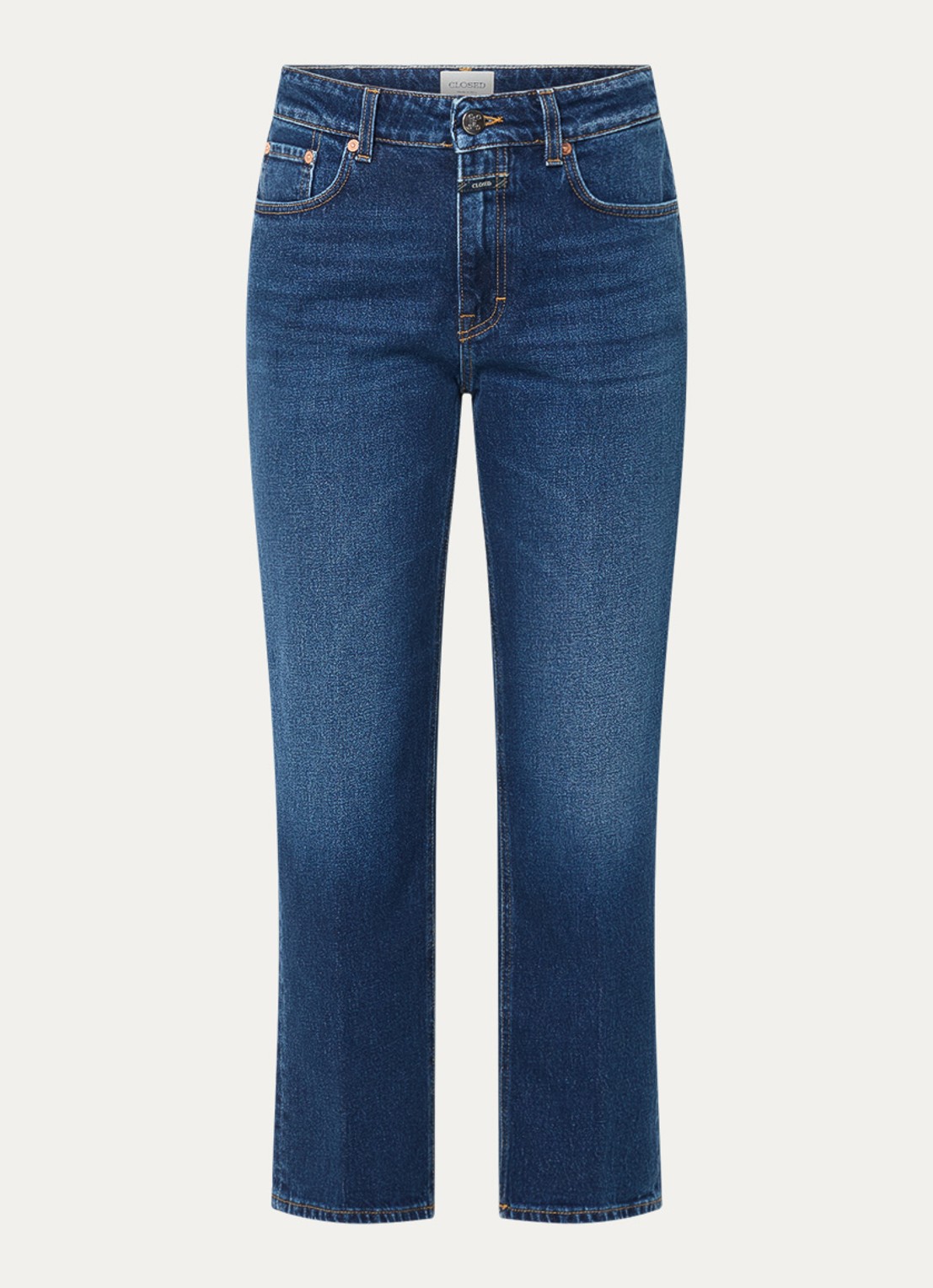 CLOSED Milo high waist cropped straight leg jeans met donkere wassing  - voorkant donkerblauw