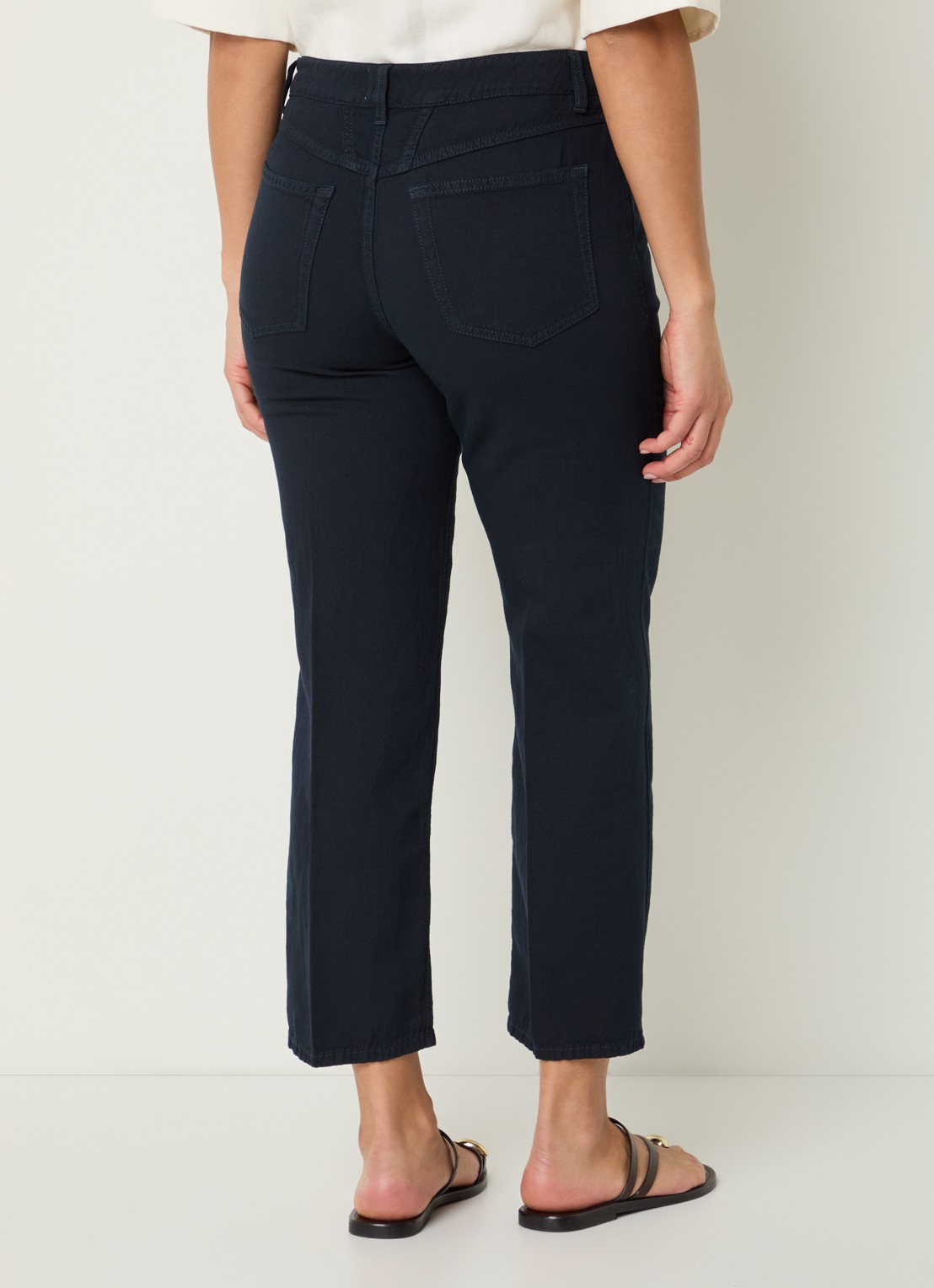 CLOSED Milo high waist straight fit cropped broek met steekzakken - achterkant 3 donkerblauw