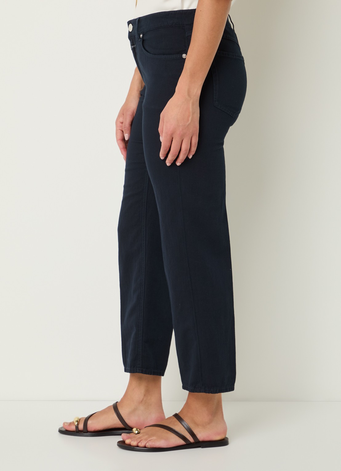 CLOSED Milo high waist straight fit cropped broek met steekzakken - detail 5 donkerblauw