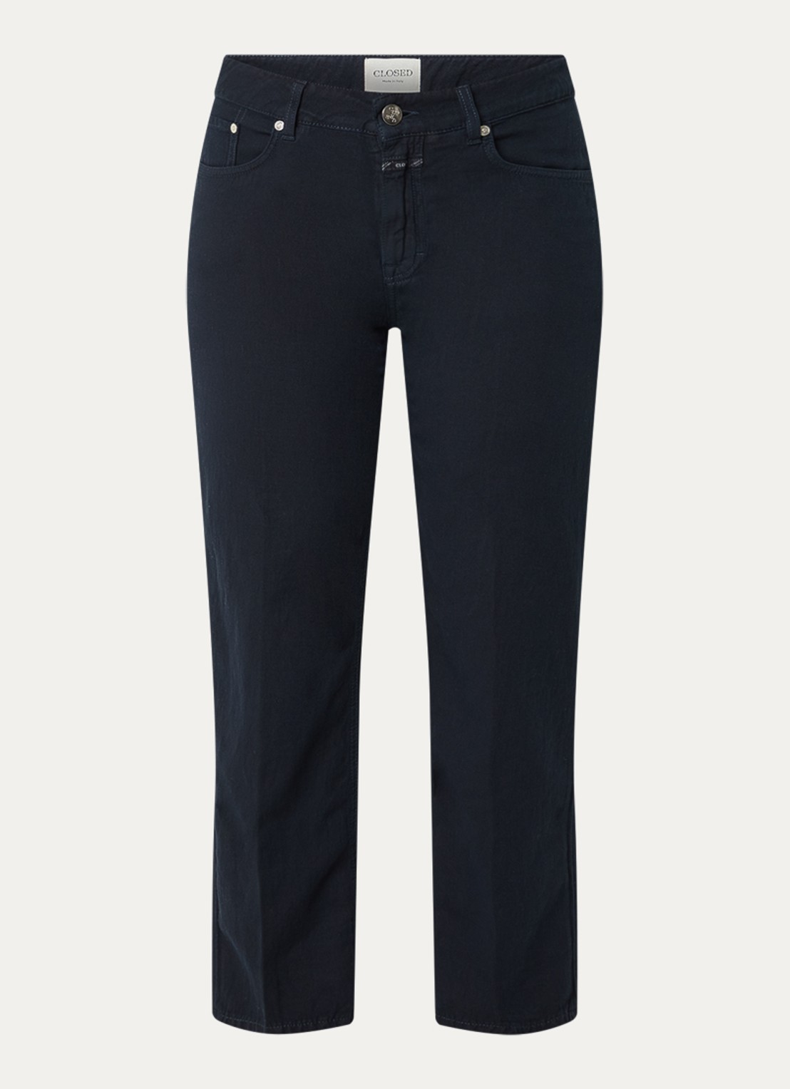 CLOSED Milo high waist straight fit cropped broek met steekzakken - voorkant donkerblauw