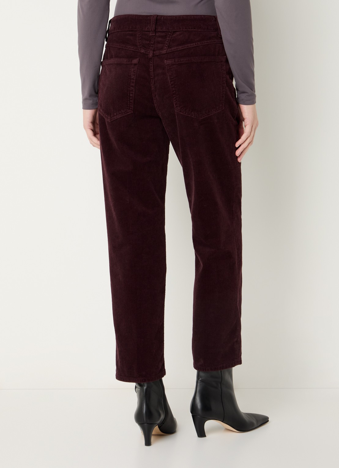 CLOSED Milo mid waist cropped straight fit broek van corduroy - achterkant 3 bordeauxrood
