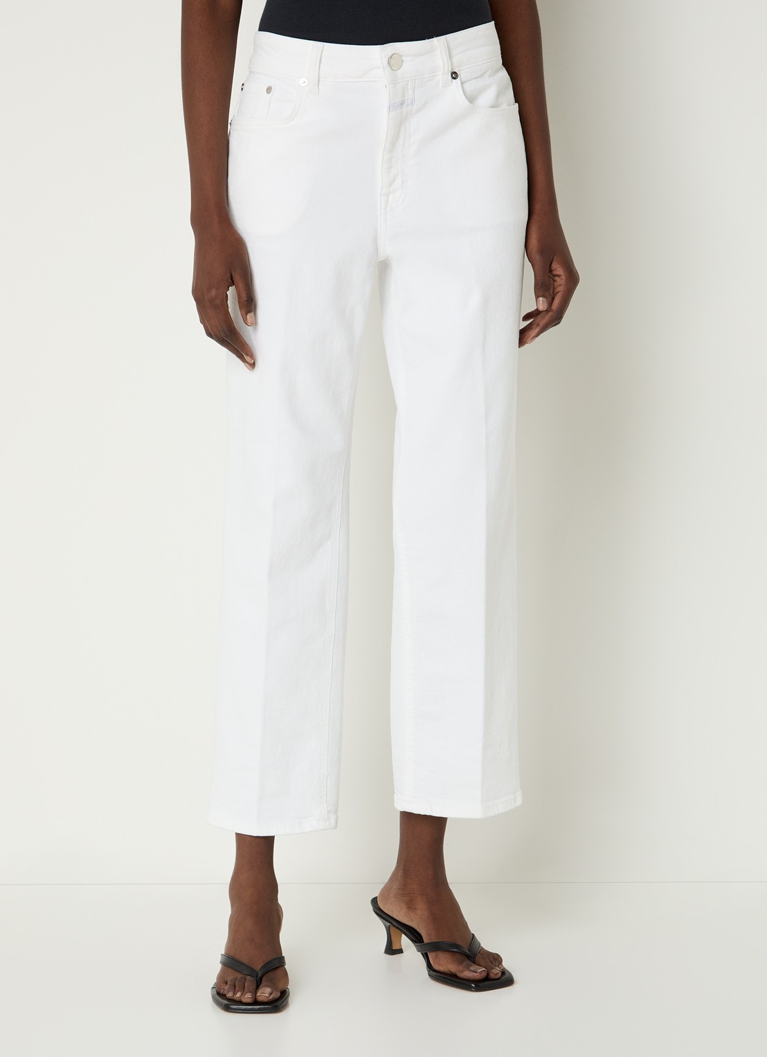 CLOSED Milo mid waist straight fit cropped jeans met gekleurde wassing - detail 4 wit