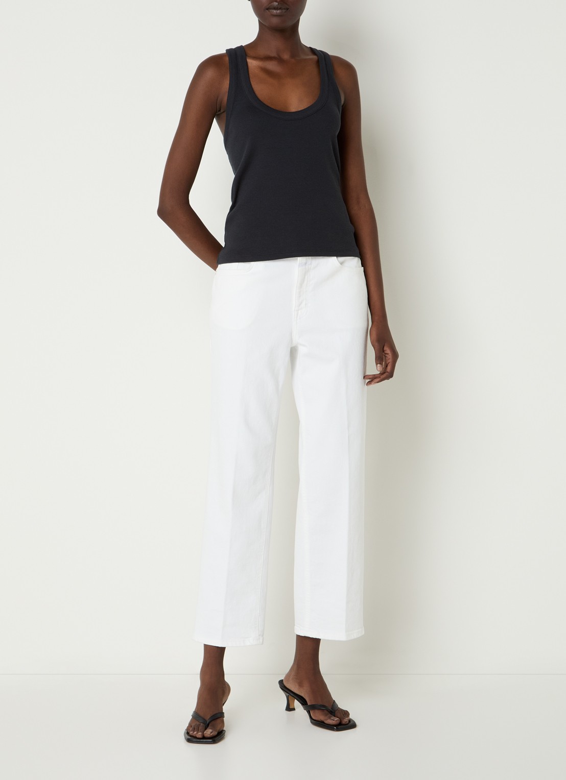 CLOSED Milo mid waist straight fit cropped jeans met gekleurde wassing - voorkant 3 wit