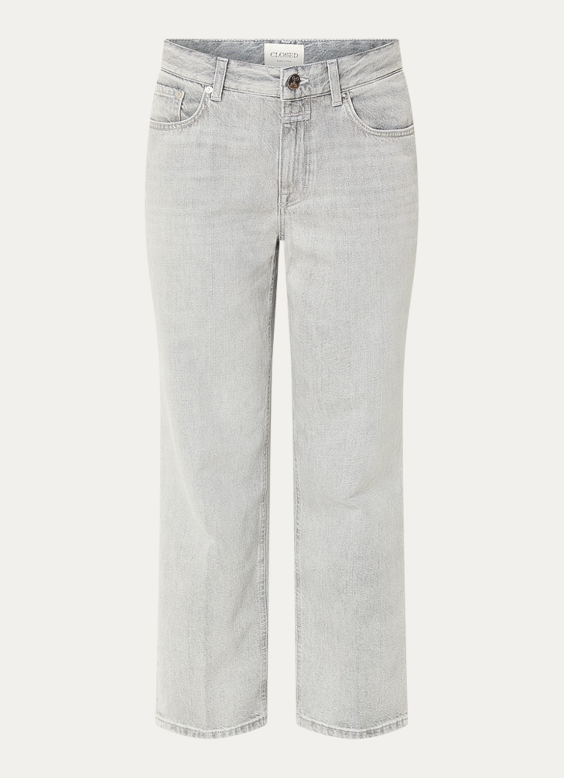 CLOSED Milo mid waist straight fit cropped jeans met gekleurde wassing  - voorkant 4 lichtgrijs