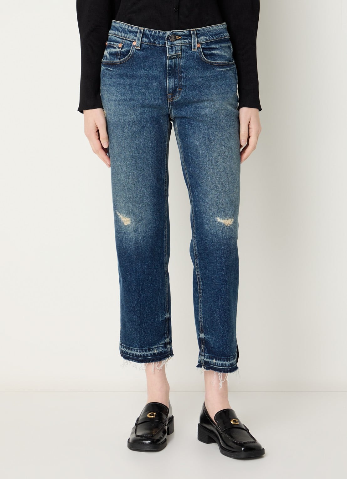 CLOSED Milo mid waist straight leg cropped jeans met medium wassing - detail 2 indigo
