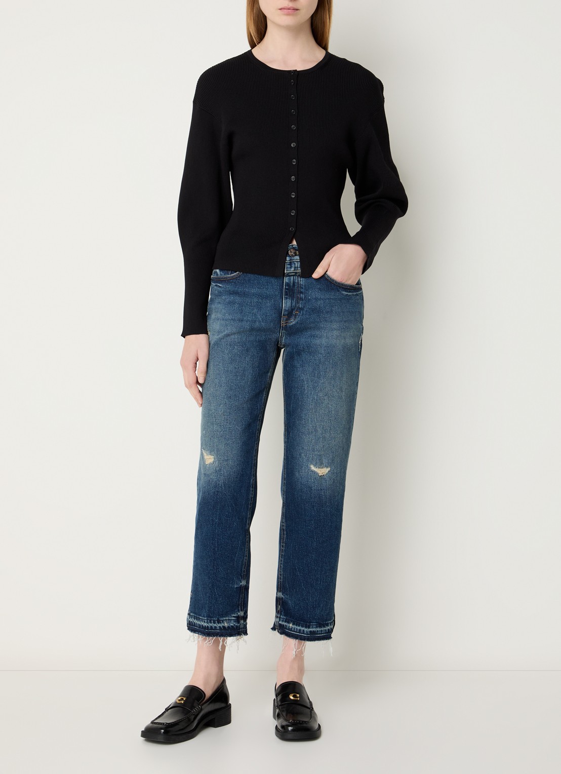 CLOSED Milo mid waist straight leg cropped jeans met medium wassing - voorkant 5 indigo