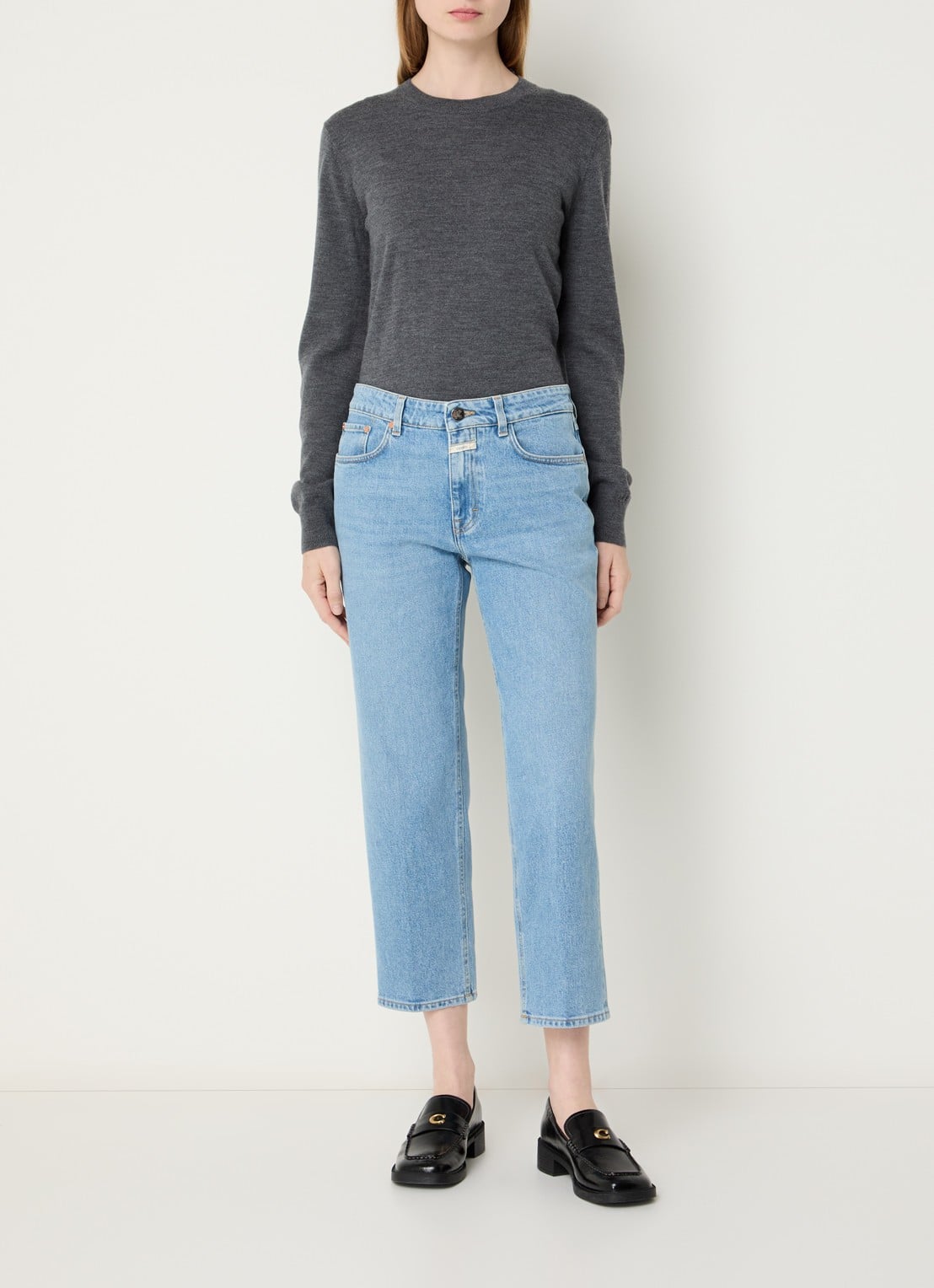 CLOSED Milo mid waist straight leg cropped jeans met medium wassing - voorkant 2 indigo