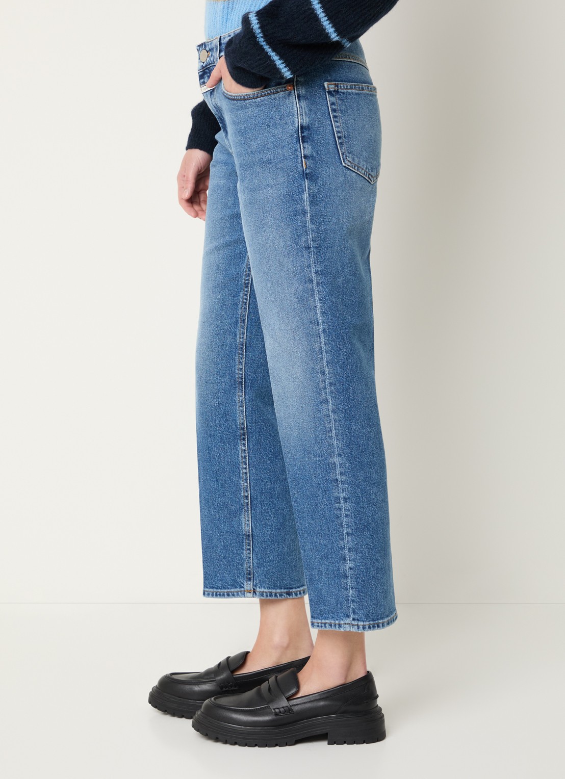 CLOSED Milo mid waist straight leg cropped jeans met medium wassing - detail 3 indigo