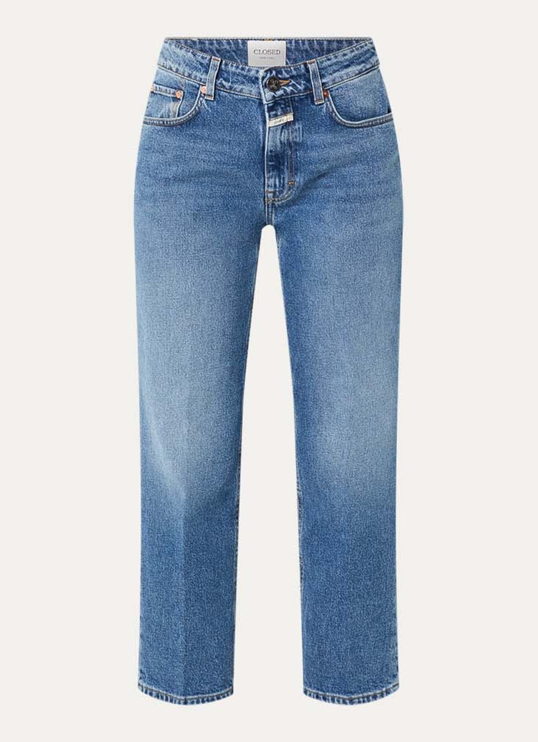 CLOSED Milo mid waist straight leg cropped jeans met medium wassing - voorkant 4 indigo