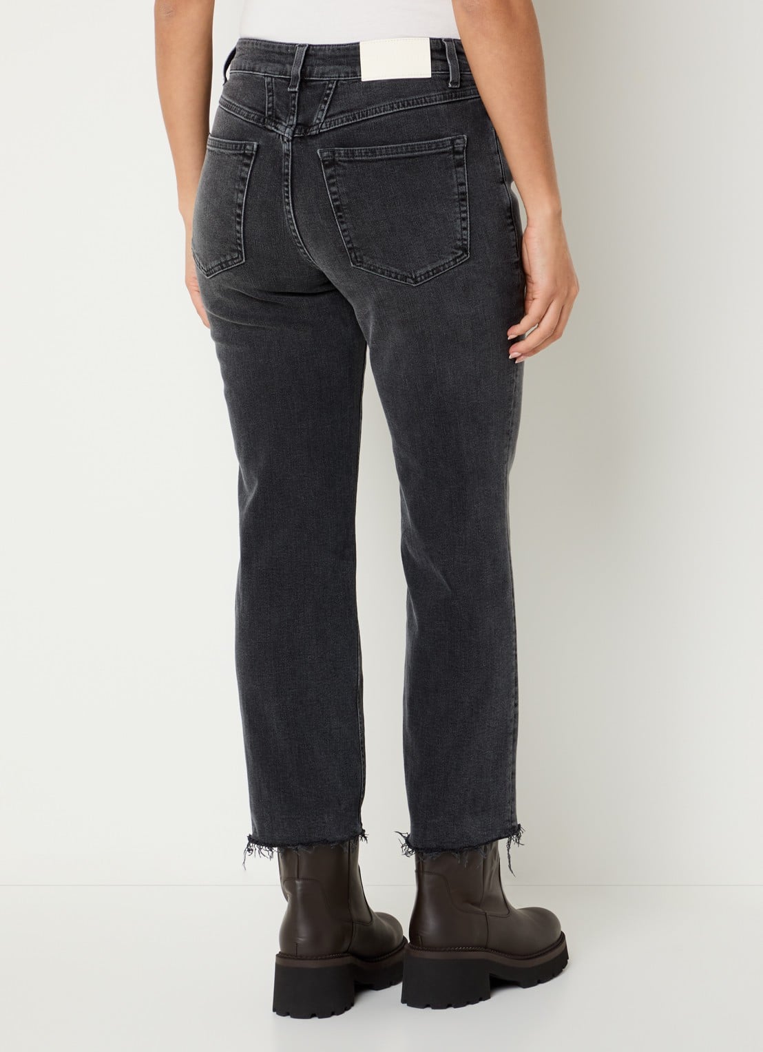 CLOSED Milo mid waist straight leg jeans met gekleurde wassing - achterkant 3 donkergrijs
