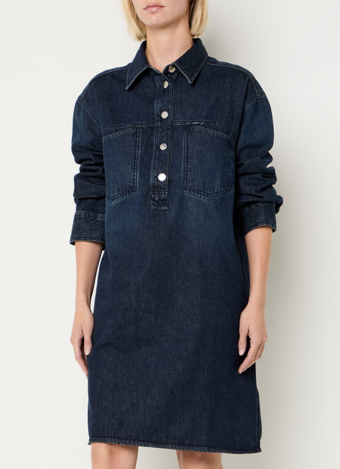 CLOSED Mini denim tuniekjurk met steekzakken  - detail indigo