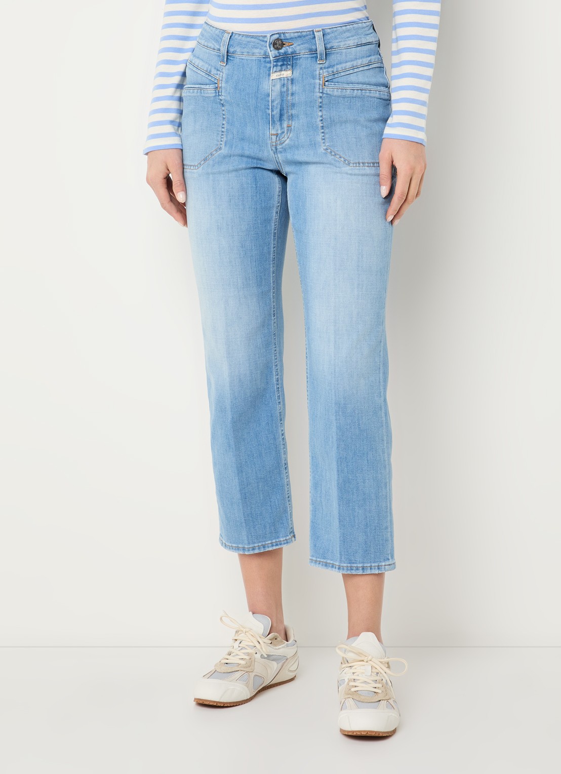 CLOSED Mira-X high waist cropped straight leg jeans met lichte wassing - detail 4 indigo