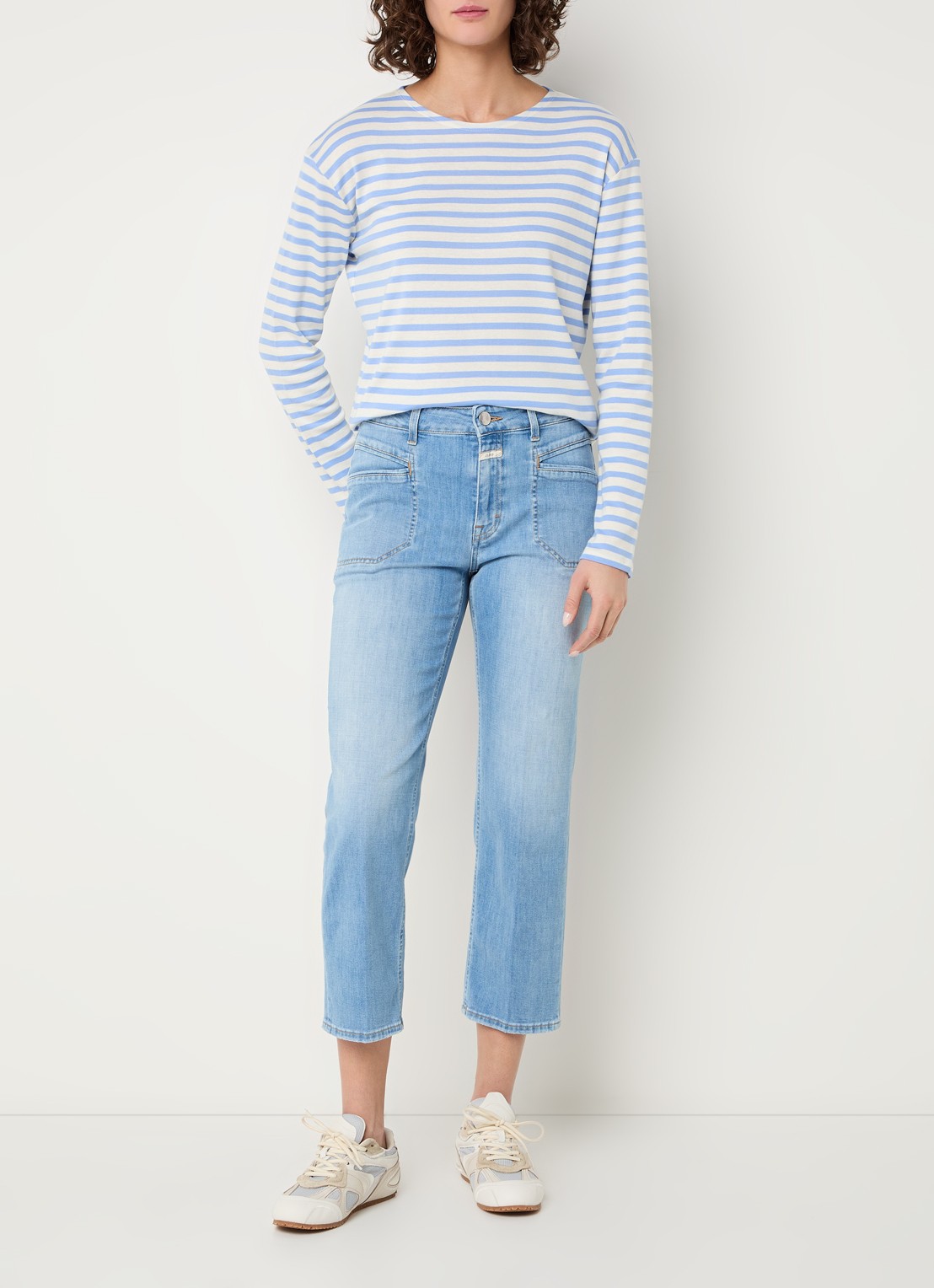 CLOSED Mira-X high waist cropped straight leg jeans met lichte wassing - voorkant 2 indigo