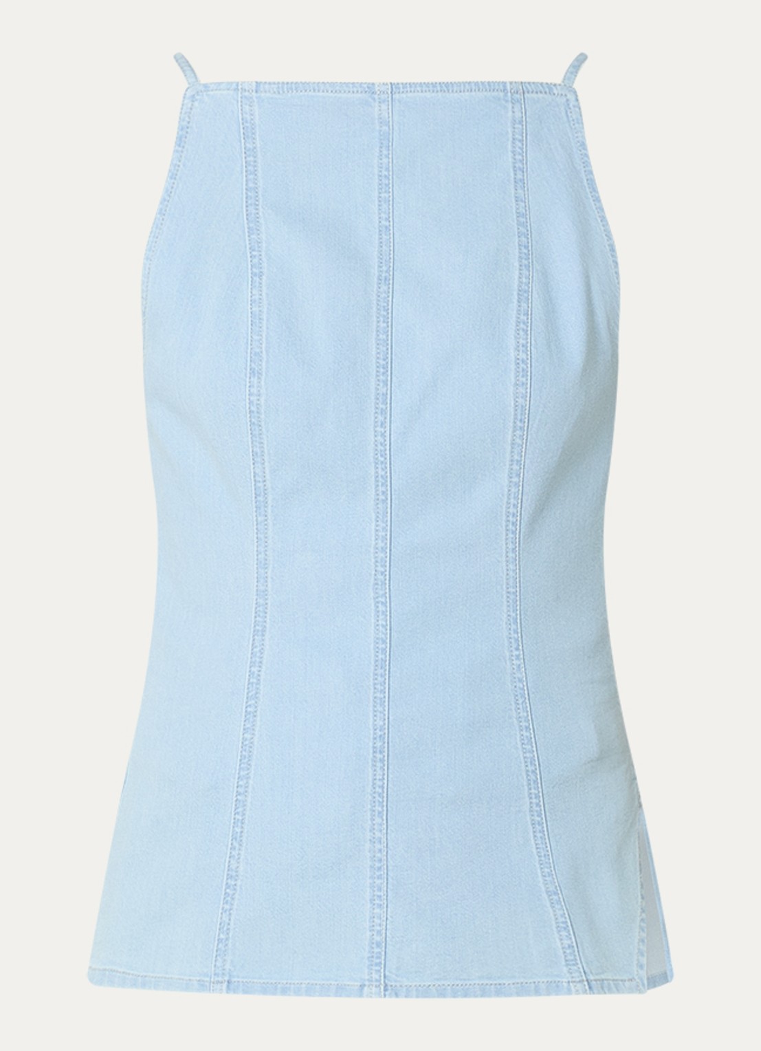 CLOSED Mouwloze top van denim - voorkant 3 lichtblauw