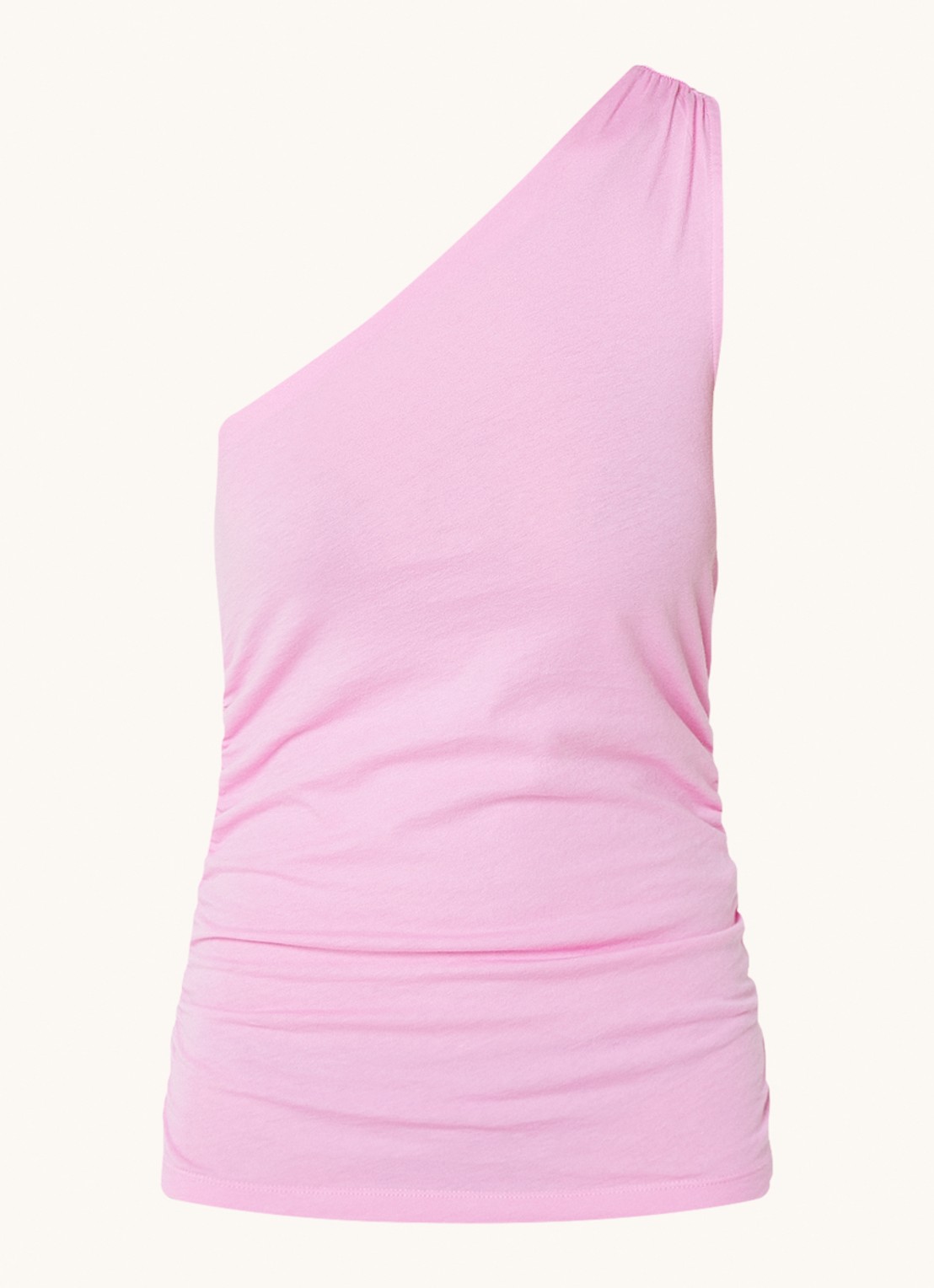 CLOSED One shoulder top van  katoen met plooidetail - voorkant 3 roze