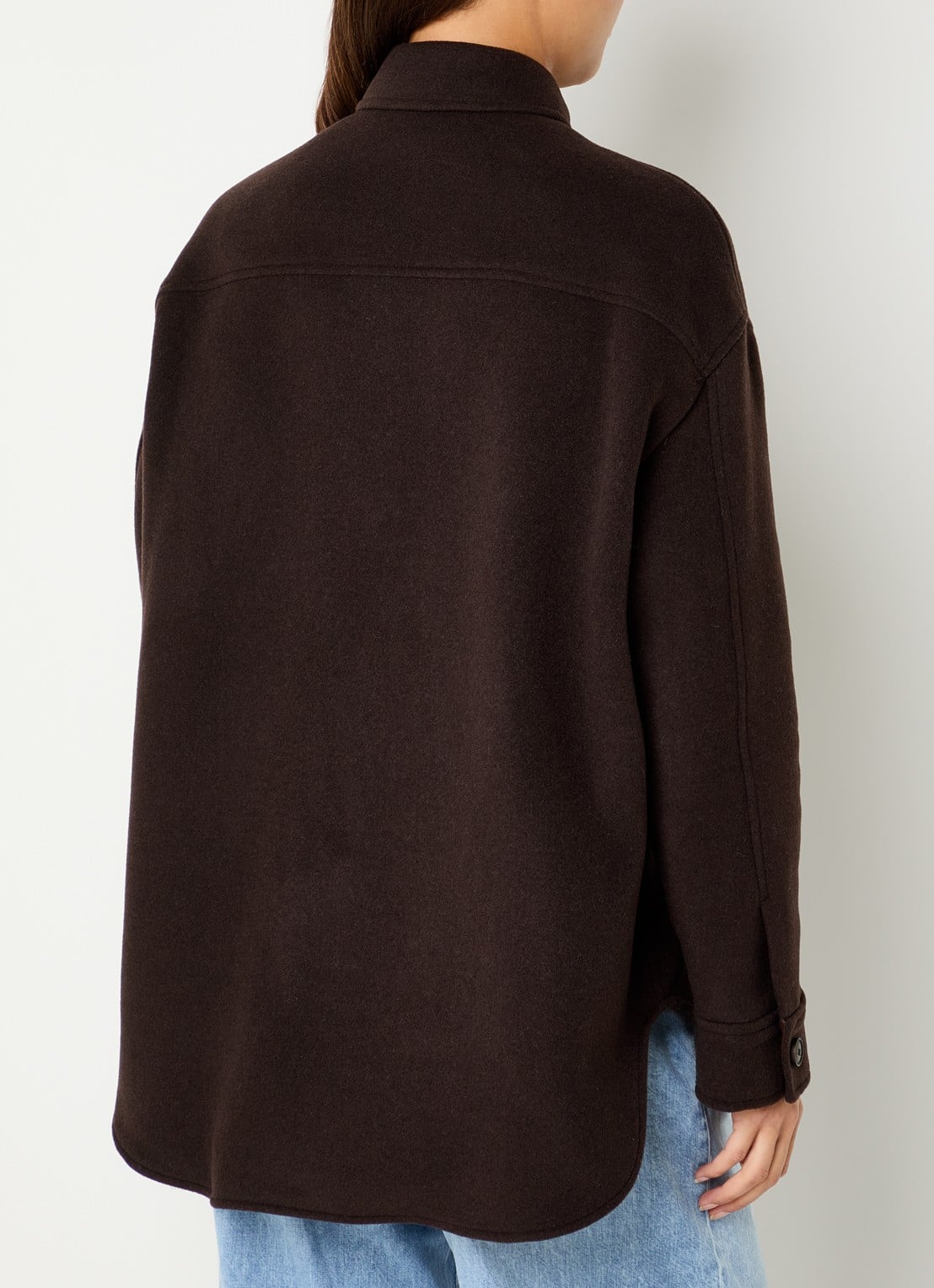 CLOSED Overshirt in wolblend met klepzakken - achterkant 4 donkerbruin