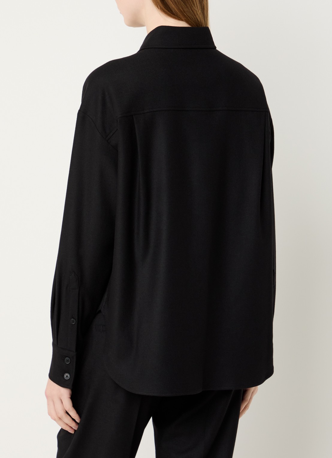 CLOSED Oversized blouse in wolblend met borstzak - achterkant zwart
