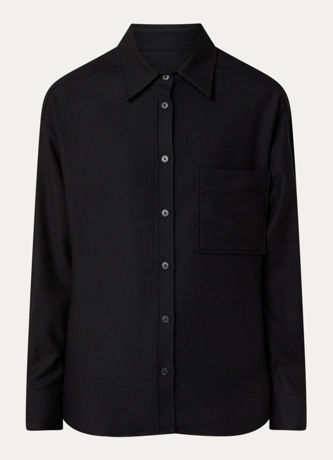 CLOSED Oversized blouse in wolblend met borstzak - voorkant 2 zwart