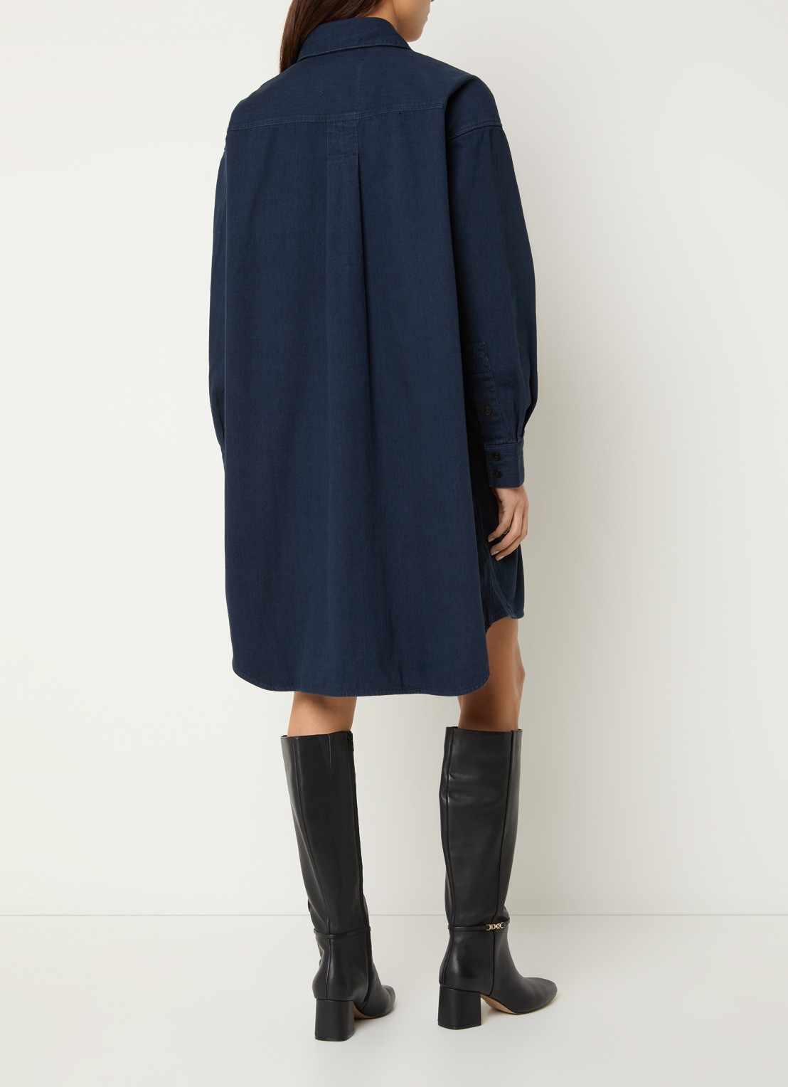 CLOSED Oversized mini blousejurk met borstzakken - achterkant 3 donkerblauw