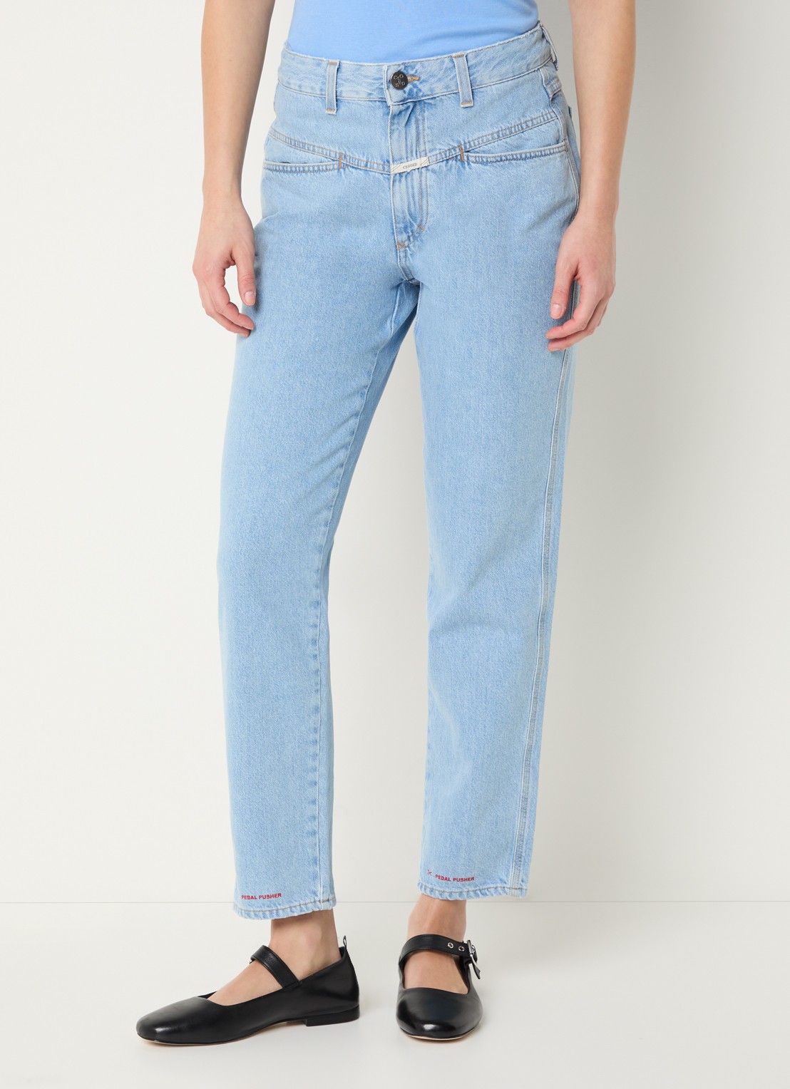 CLOSED Pedal Pusher high waist straight leg jeans met lichte wassing - detail 3 indigo