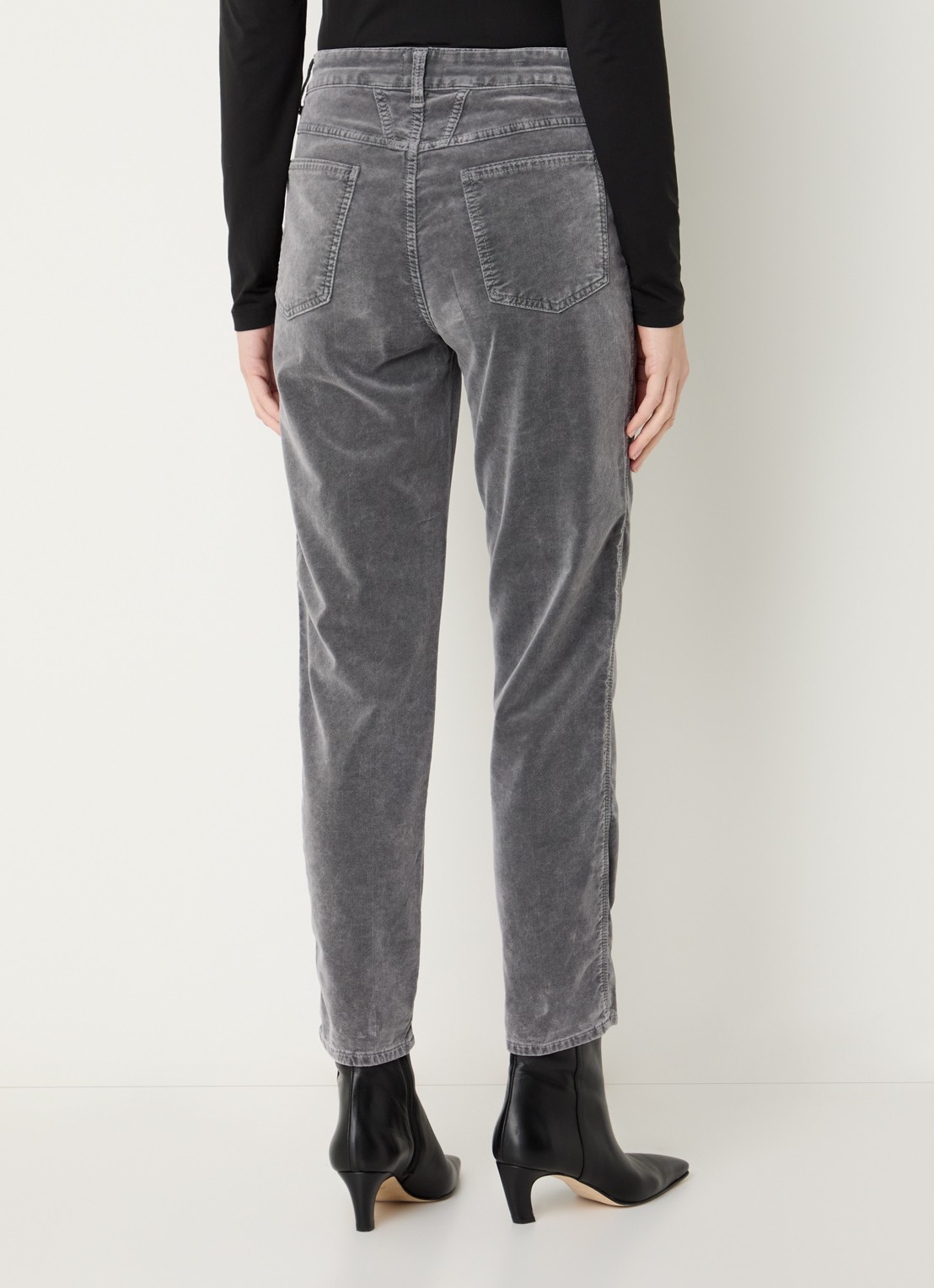 CLOSED Pedal Pusher mid waist cropped tapered fit broek van fluweel - achterkant middengrijs