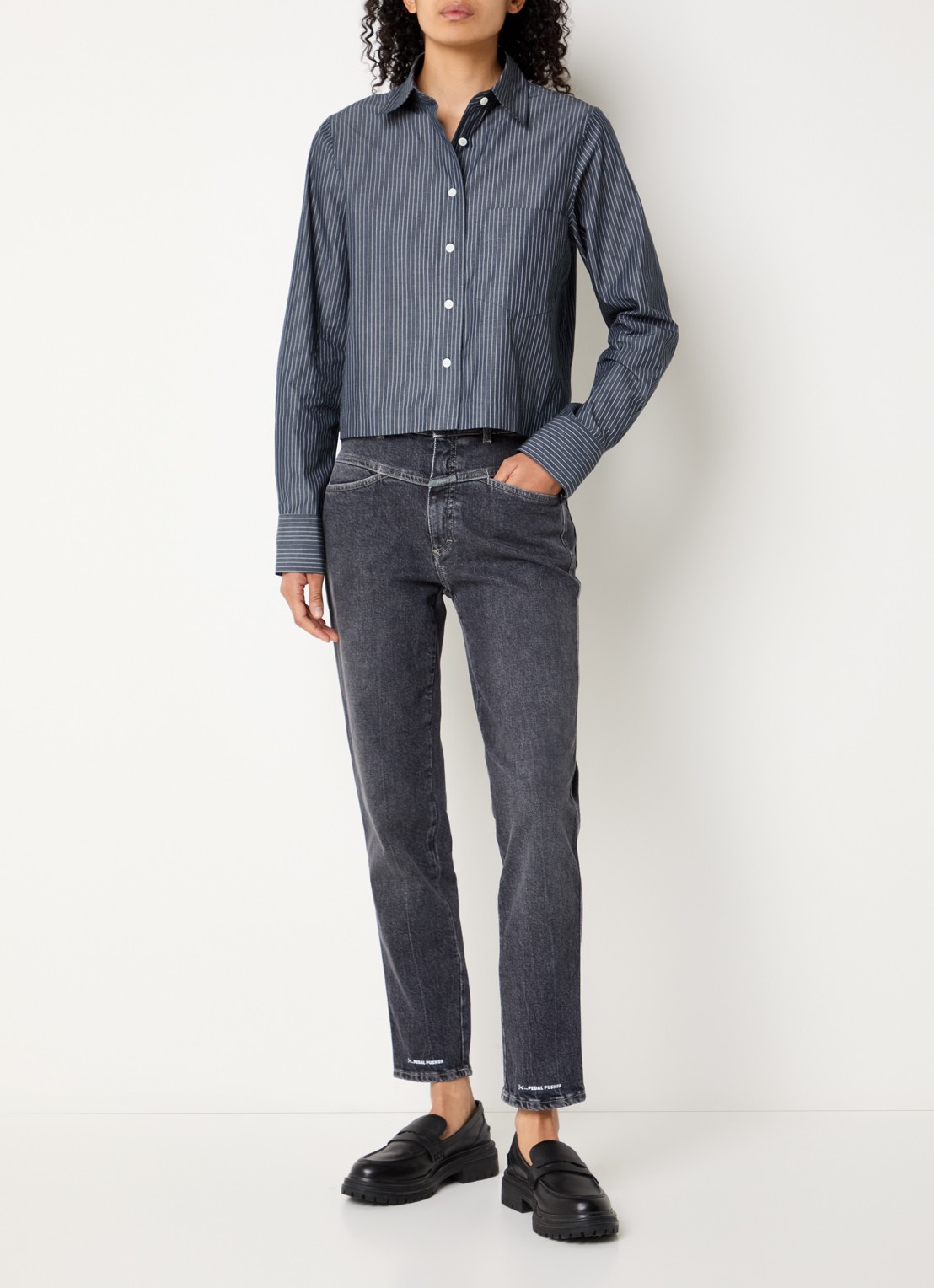 CLOSED Pedal Pusher slim fit jeans met gekleurde wassing - voorkant 4 antraciet
